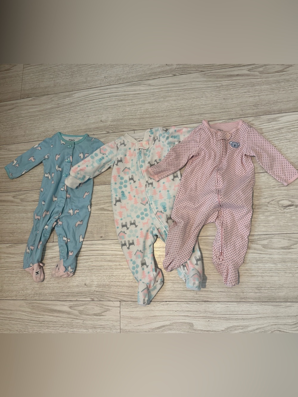 Baby Footed Pajama Bundle - Blue, Pink, Cream Prints